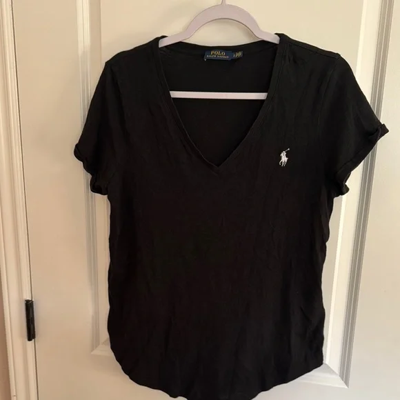Polo by Ralph Lauren Women's Black V-Neck Top - Picture 1 of 6